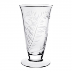 Jasmine Footed Vase 11\ Color 	Clear
Dimensions 	Height: 11\ / 280mm | Rim Diameter: 6\ / 150mm | Base Diameter: 5½\ / 140mm
Material 	Handmade Glass
Pattern 	Jasmine